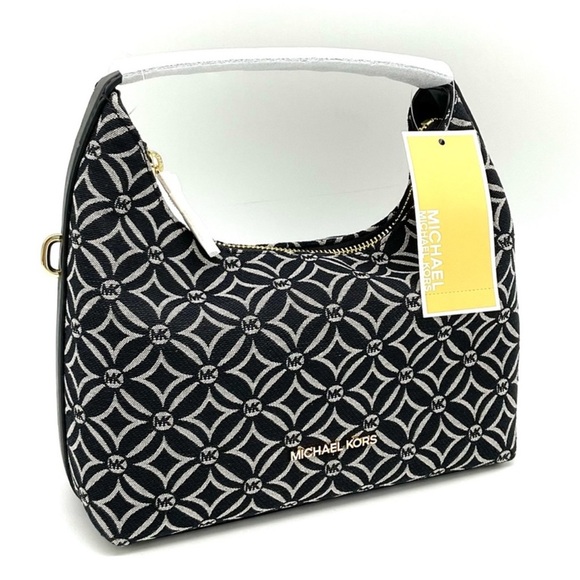 Michael Kors Ember Small Logo Jacquard Messenger Bag Black Multi - Picture 1 of 11